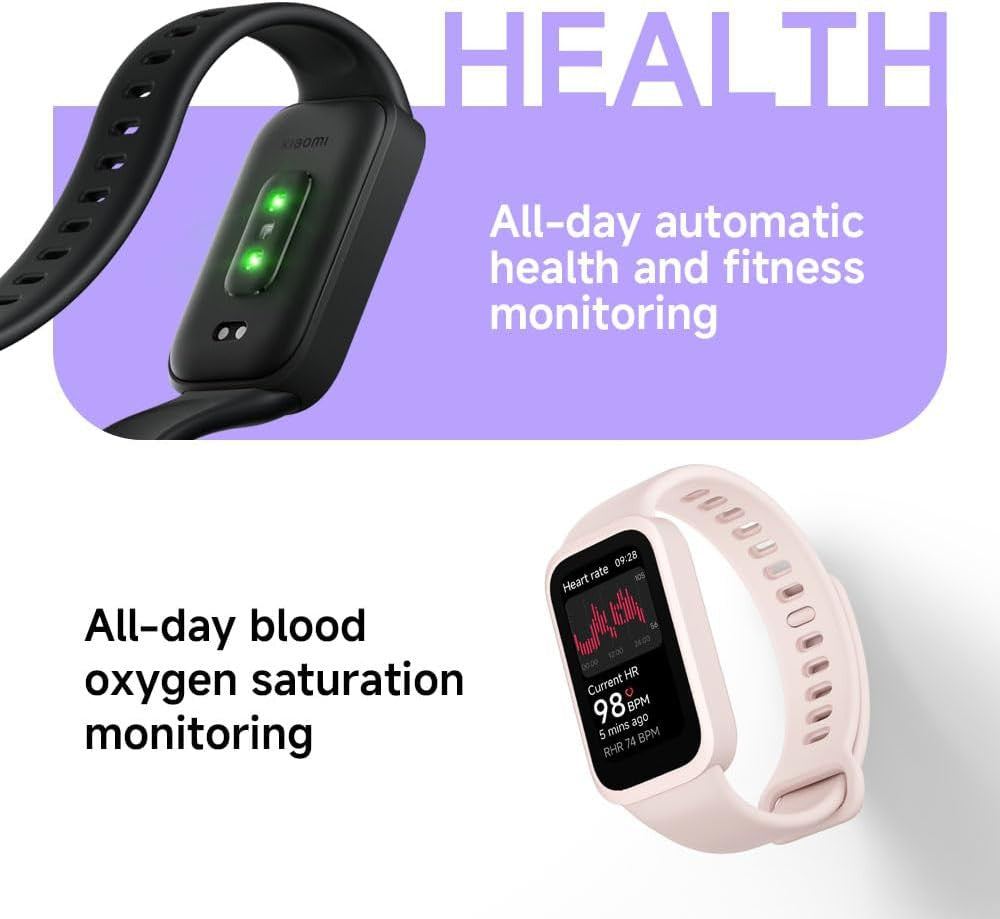 XIAOMI Smart Band 9 Active, Sports fitness tracker, 1.47'' TFT display, 60Hz high refresh rate, 18 Days Battery Life, sleep and health monitoring, 50 sports modes, 5ATM, iOS & Android, Black