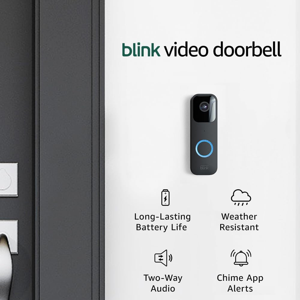 Blink Video Doorbell | Two-Way Audio, HD Video, Doorbell and Motion Notifications in the App, with Alexa Integration | Easy Cable or Wireless Installation (Black)