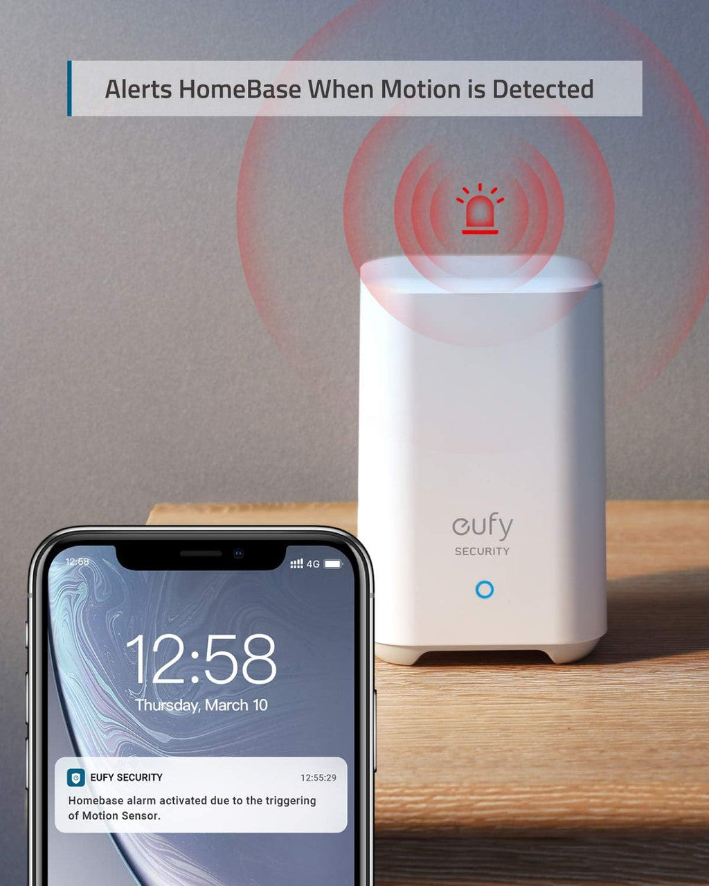 Motion Sensor, eufy Security Home Alarm System Motion Sensor, 100° Coverage, 30 ft Detection Range, 2-Year Battery Life, Adjustable Sensitivity (HomeBase Required), Optional 24/7 Protection Service