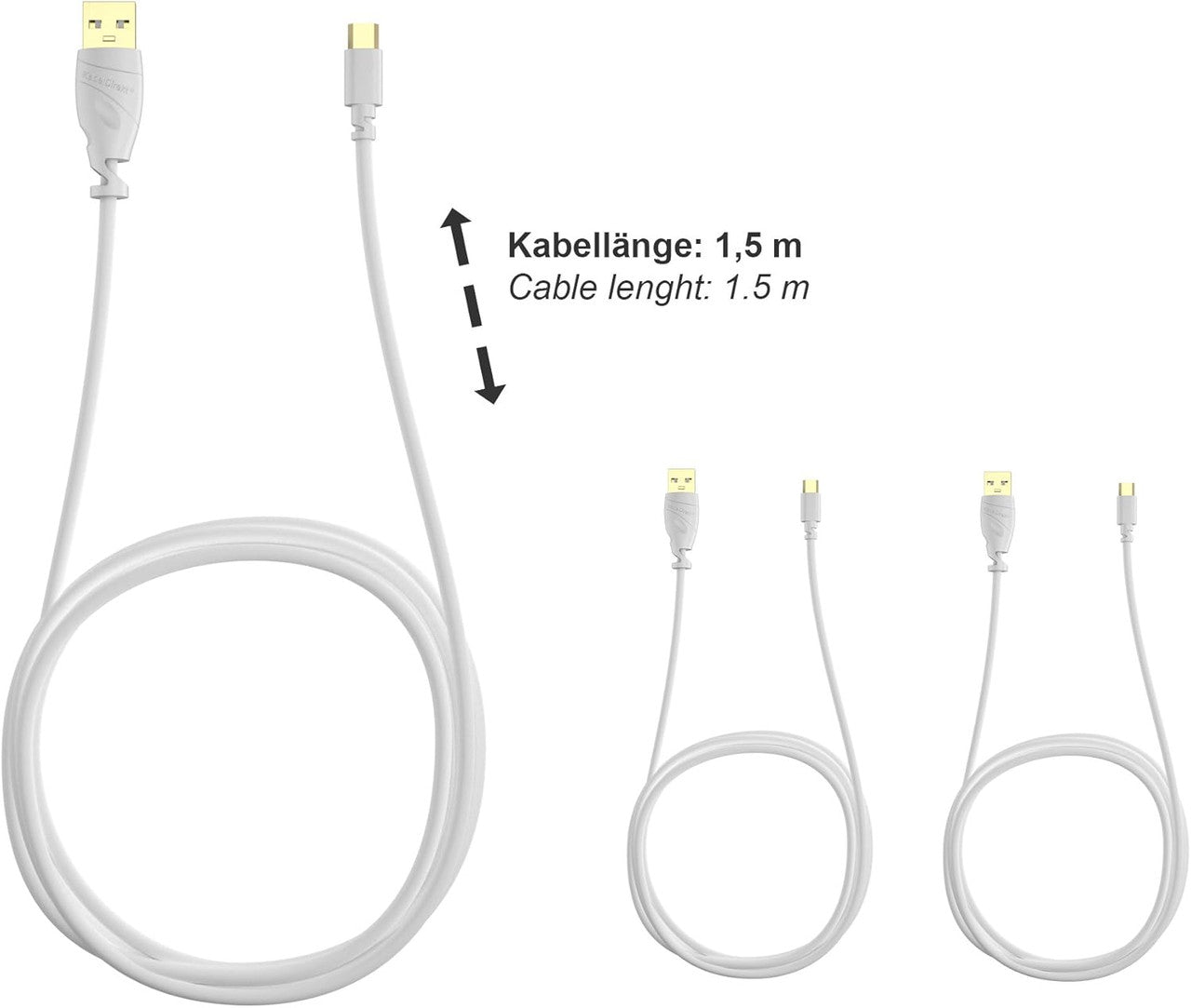 KabelDirekt – 1.5m Micro-USB Cable (USB 2.0, USB-A Connector to Micro-B Connector, Charge and Sync, White)