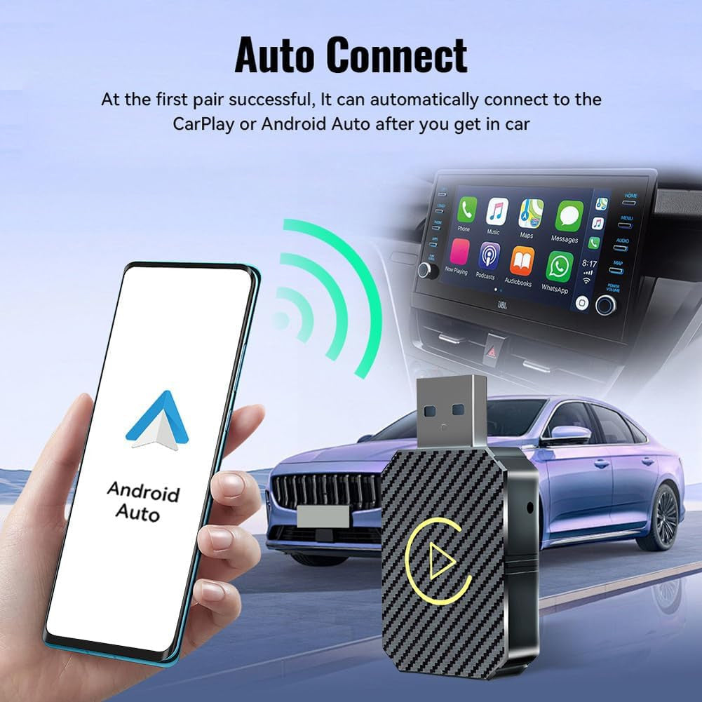 Wireless Adapter for CarPlay - Upgrade 2025, Wireless USB/Type-C Adapter, Fast and Stable Connection Without Delays, Compatible with iOS 12+