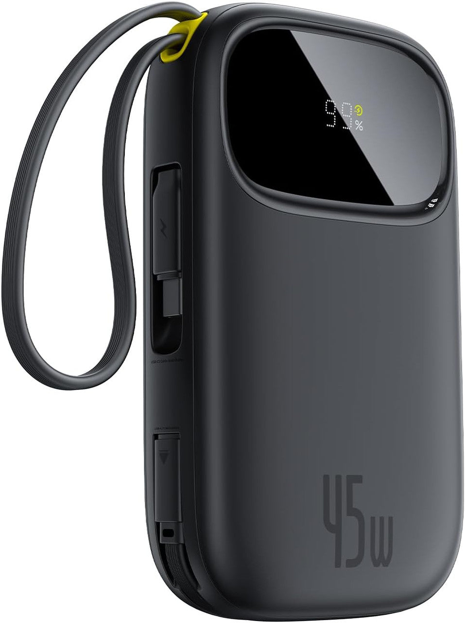 Baseus Powerbank 20000mAh 45W with Integrated USB-C Cable, Power Bank PD3.0 QC4.0 Fast Charging Battery Pack, 3 C and 1 A, Portable Charger for iPhone 17/Air/16/15/14 Pro Max, iPad, Galaxy, Black