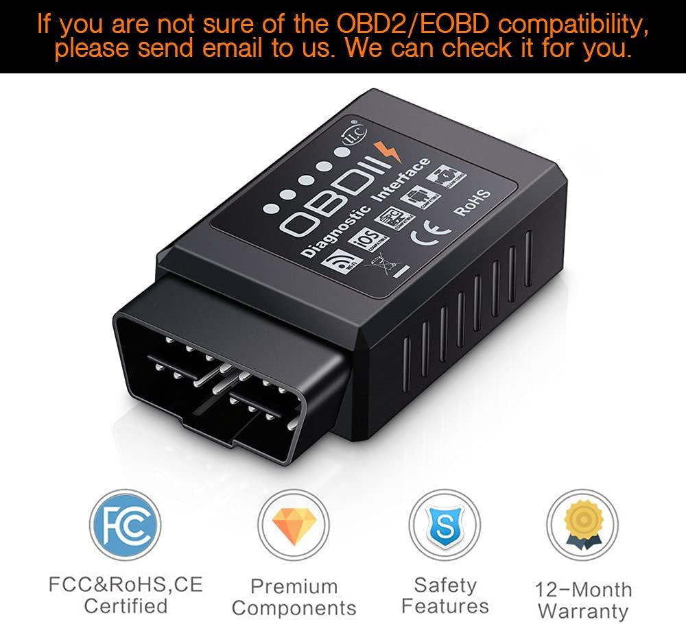 iLC OBD2 Bluetooth Diagnostic Tool Scanner Code Reader for Android Windows, Car Diagnostic Tool OBD Adapter for Android & Windows Devices (Not for Apple iPhone iPad)