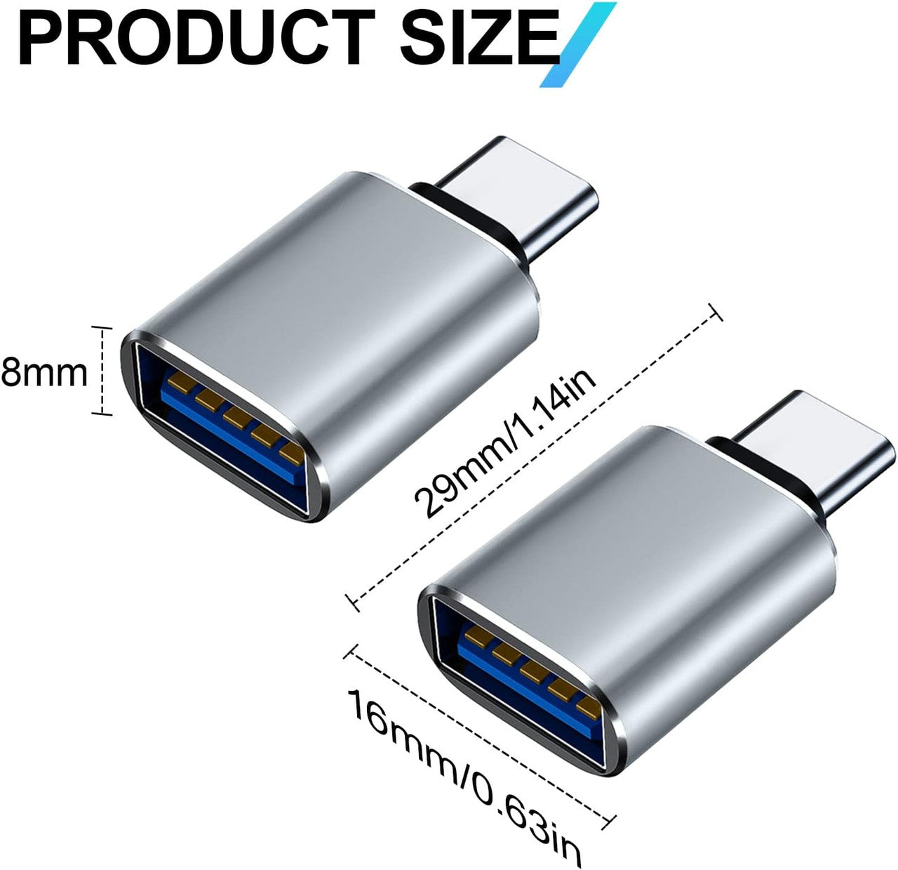 USB-C to USB Adapter,OTG Aluminum USB-C Male to USB Female Adapter Adapter Compatible with MacBook Pro,Galaxy Type-C Smartphone and Tablet(Gray)