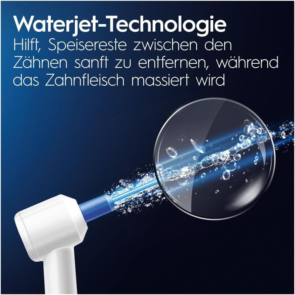 Oral-B Oral Health Center Dental Irrigator, Dental Jet, 1 Oxyjet Cannula, 1 Cannula Water Jet, 4 Water Jets and 5 Pressures, Interdental Cleaner and Dental Plate, Rechargeable