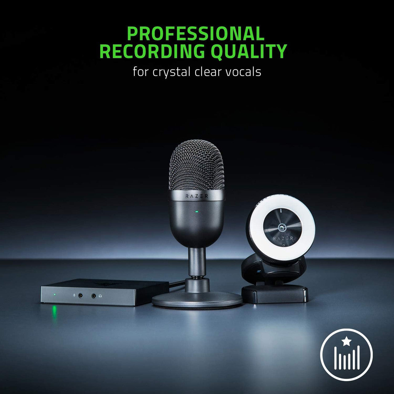 Razer Seiren Mini USB Condenser Microphone: for Streaming and Gaming on PC - Professional Recording Quality - Precise Supercardioid Pickup Pattern - Tilting Stand - Shock Resistant