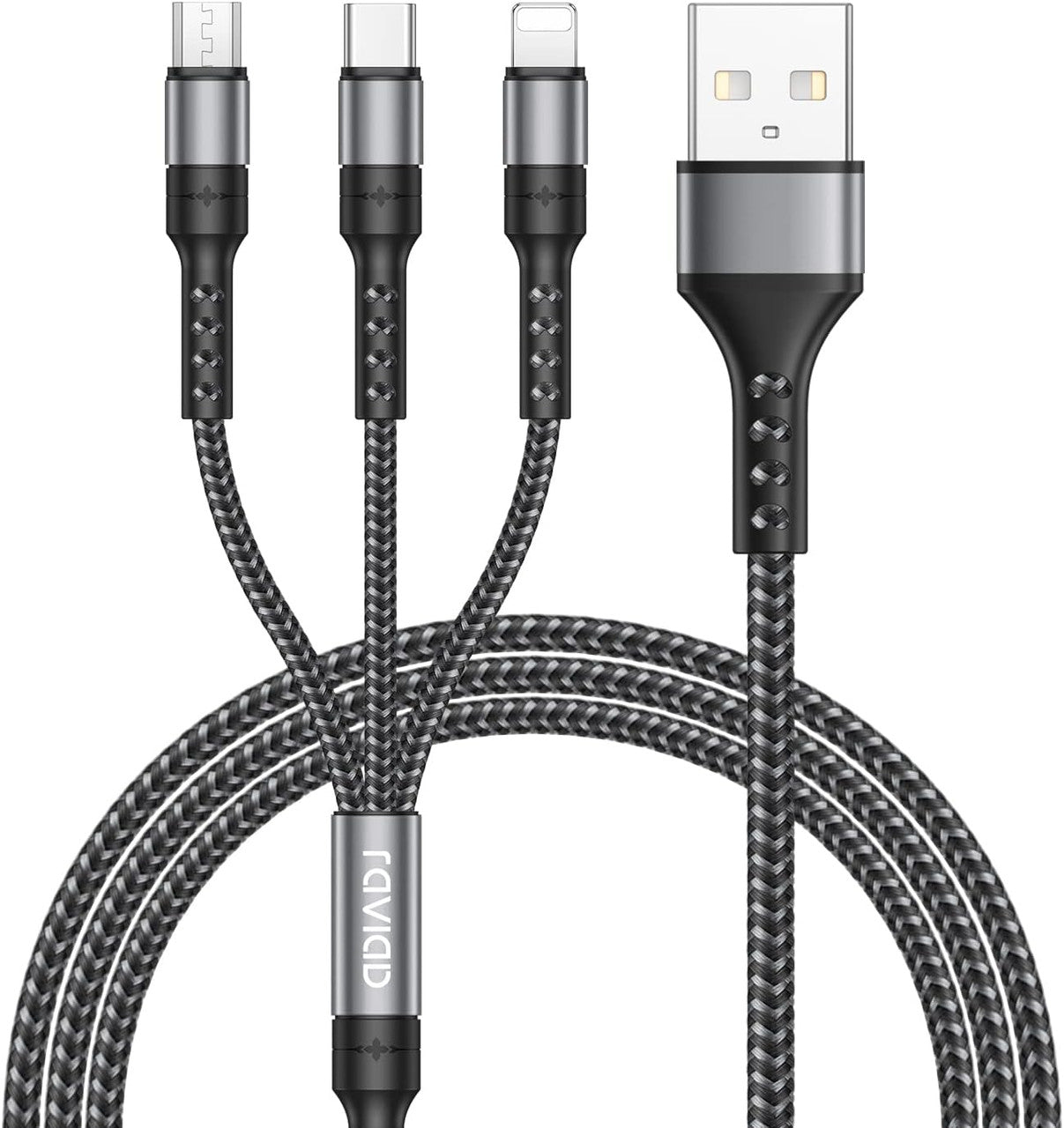 RAVIAD 3-in-1 Charging Cable, USB Cable, 3A Rapid Charging, USB Type C Cable, Micro USB Cable, Phone Charging Cable, Supports 3 Devices Simultaneously Charging, Compatible with All Phones, Android
