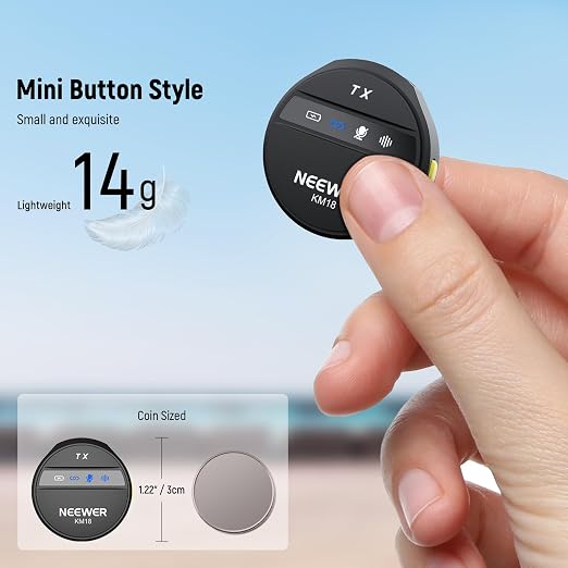 NEEWER Wireless Lavalier Microphone for iPhone Noise Cancelling Mini Lapel Mic Set with USB C OTG Charging Case 24H Battery 200m Long Range Compatible with iPhone 16 15 Android Phone PC Laptop, KM18