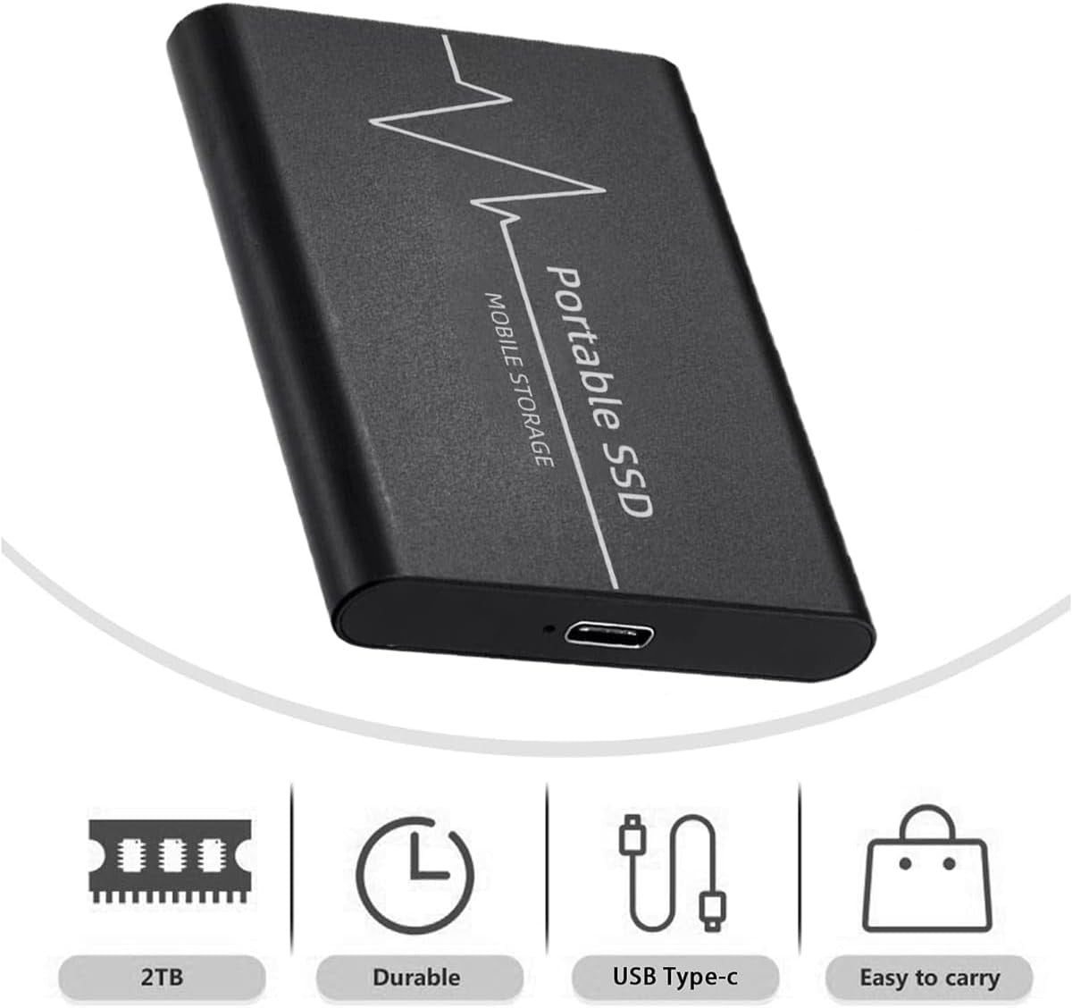 GFJTJAO External Hard Drive 2T - 2.5 Inch Ultrathin Portable USB Storage for Desktop, Laptop, MacBook, Chromebook Wii u, TV