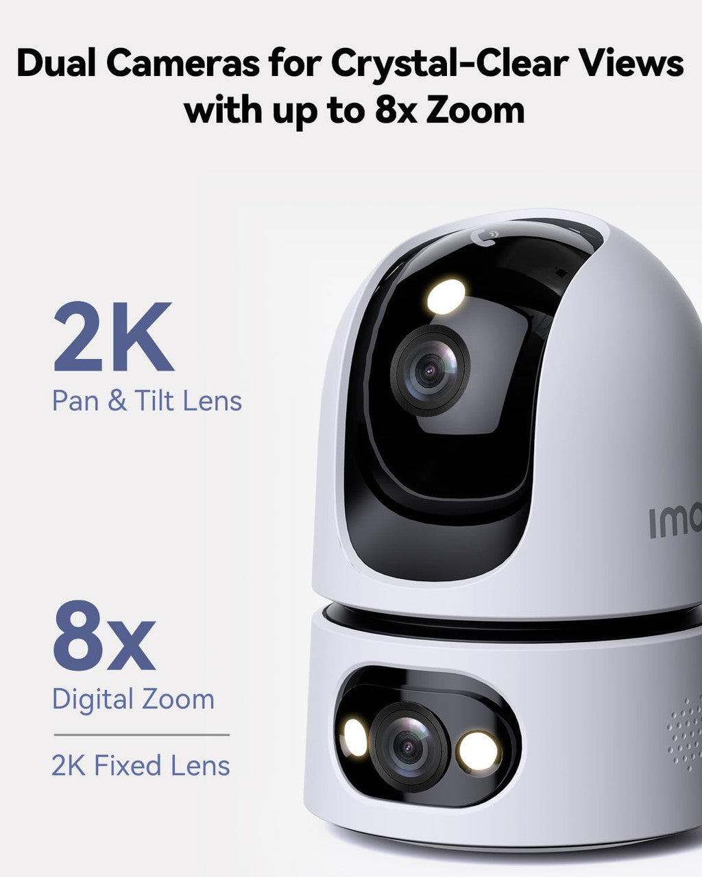 Imou Dual-Lens 2K+2K Indoor Security Camera, House Security Camera 360°Full Coverage, Pet Baby Camera with APP, Color Night Vision, Human/Pet/Sound/Motion Detection, Siren Spotlight, 2.4/5GHz Wifi