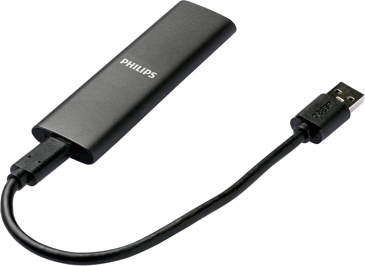 Philips Portable External SSD 1TB - Ultra Slim SATA Ultra Speed USB-C - USB, Read Speed up to 540MB/s, Write Speed up to 540MB/s, Aluminum