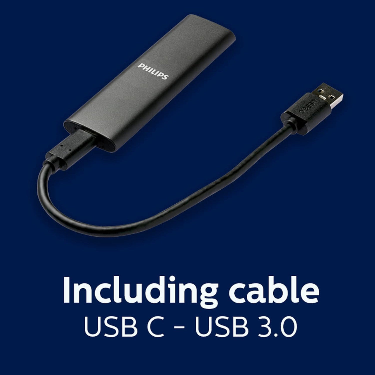 Philips Portable External SSD 1TB - Ultra Slim SATA Ultra Speed USB-C - USB, Read Speed up to 540MB/s, Write Speed up to 540MB/s, Aluminum