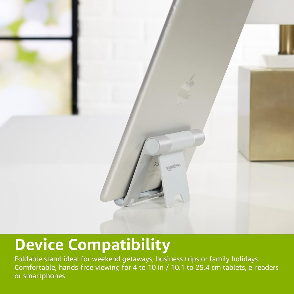 Amazon Basics Multi-Angle Portable Stand for Tablets, E-readers and Phones - Silver