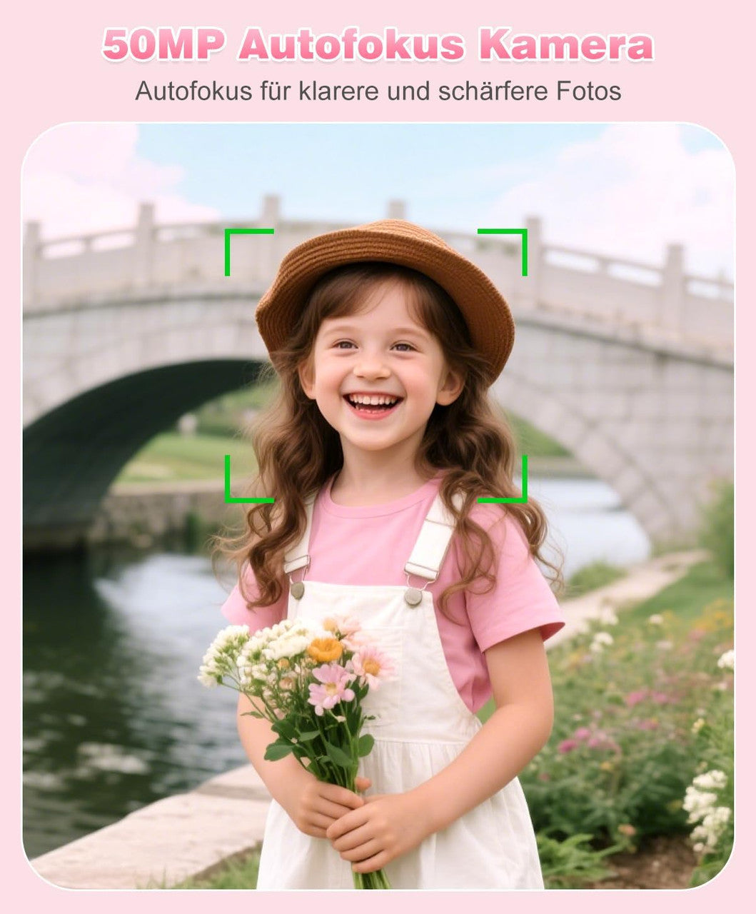 Digital Camera 50MP Photo Camera 1080P Video Camera with 16X Digital Zoom, 2.4 Inch Screen Vlogging Camera Mini Compact Camera for Children Teenagers 8G Card (Pink)