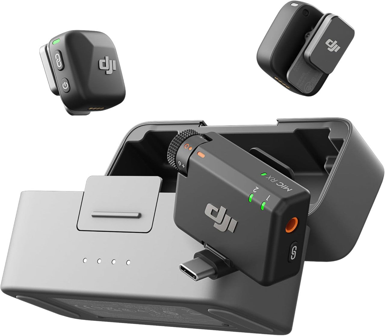 DJI Mic Mini (2 TX + 1 RX + Charging Case), Wireless Lavalier Microphone, Detail-Rich Audio, 48h Use, Noise Cancelling, Automatic Limiting, Bluetooth Microphone for Camera/iPhone/Android, Vlog
