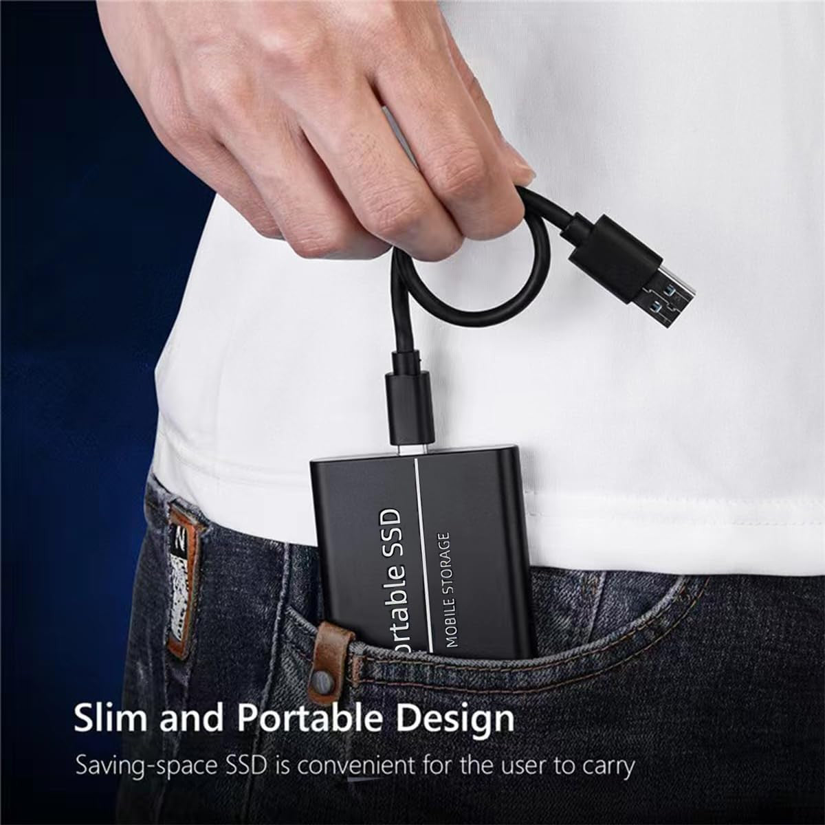 GFJTJAO External Hard Drive 2T - 2.5 Inch Ultrathin Portable USB Storage for Desktop, Laptop, MacBook, Chromebook Wii u, TV