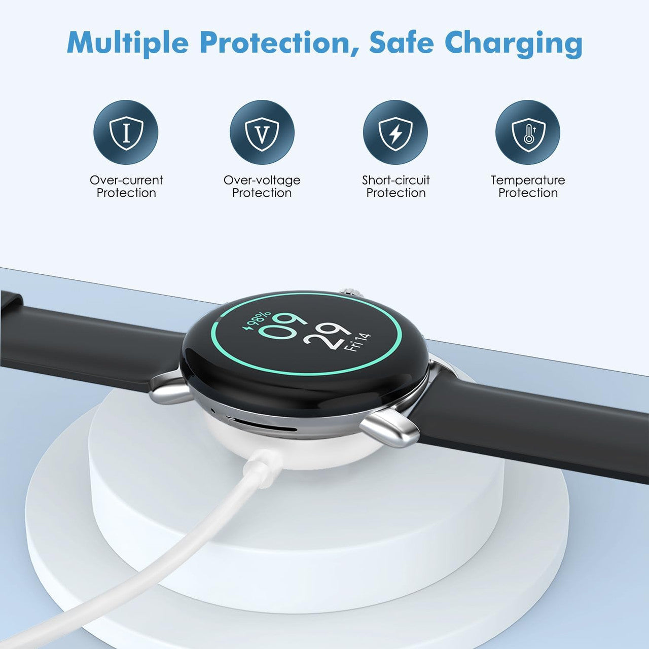 Charger Compatible with Google Pixel Watch 3/Pixel Watch 2, Magnetic Charging Dock with 3.3FT/1M USB-C Charging Cable Cord for Fitbit Ace LTE/Versa 4/Versa 3/Sense 2/Sense, White