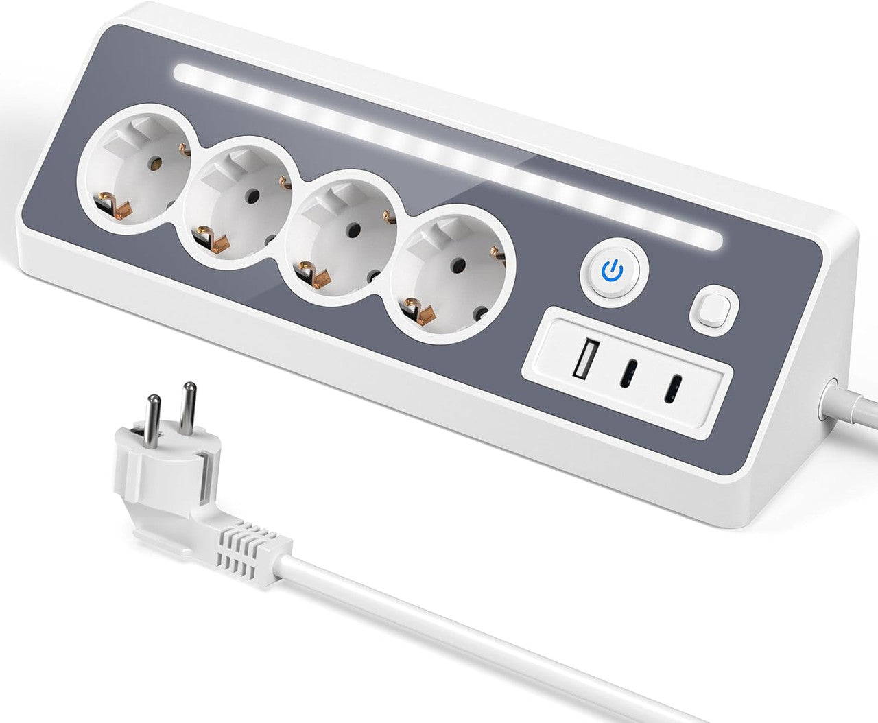 PD30W Power Strip 4 Sockets with USB and 2 Type C 3680W with Switch, Triangle with LED, Corner Power Strip for Kitchen, Office