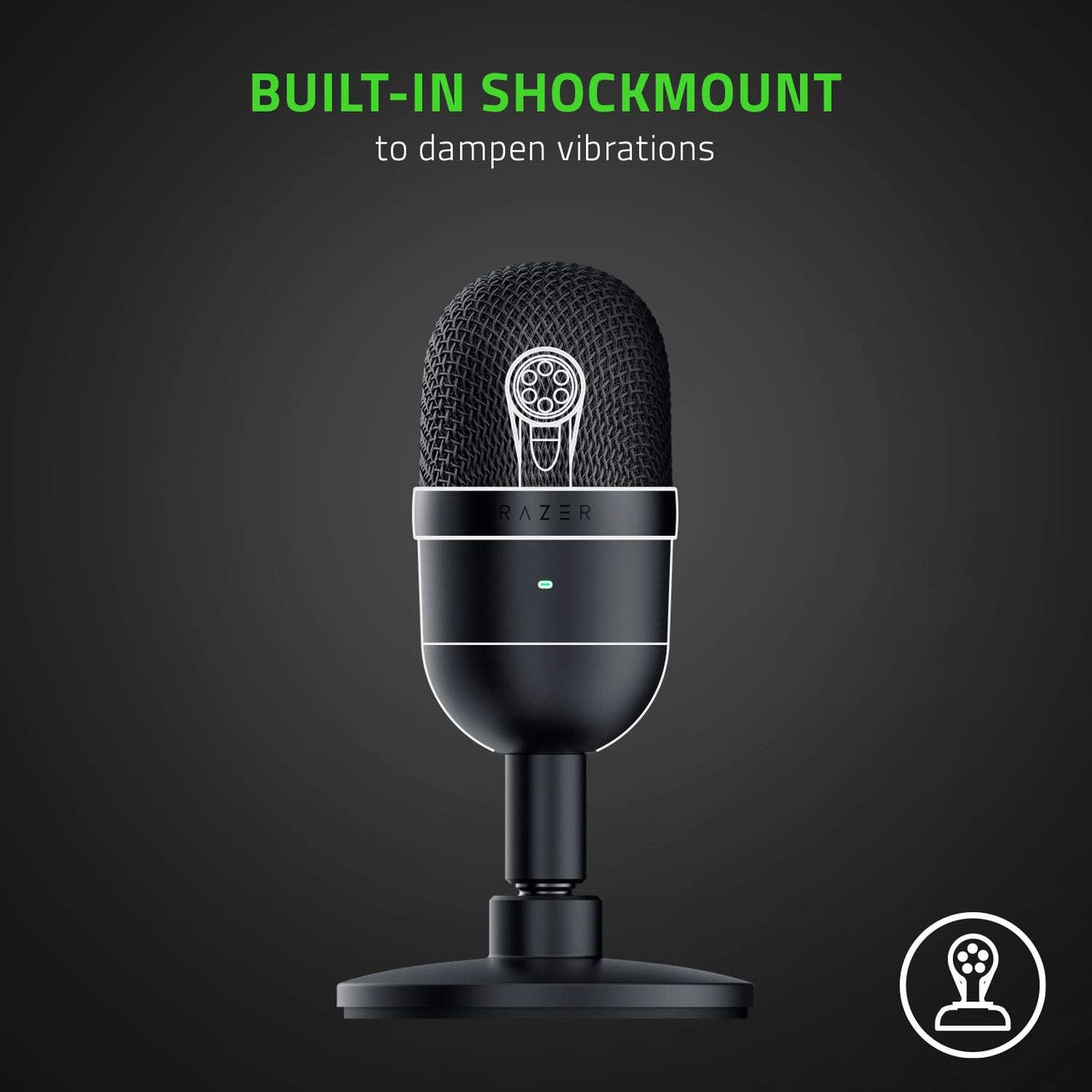 Razer Seiren Mini USB Condenser Microphone: for Streaming and Gaming on PC - Professional Recording Quality - Precise Supercardioid Pickup Pattern - Tilting Stand - Shock Resistant