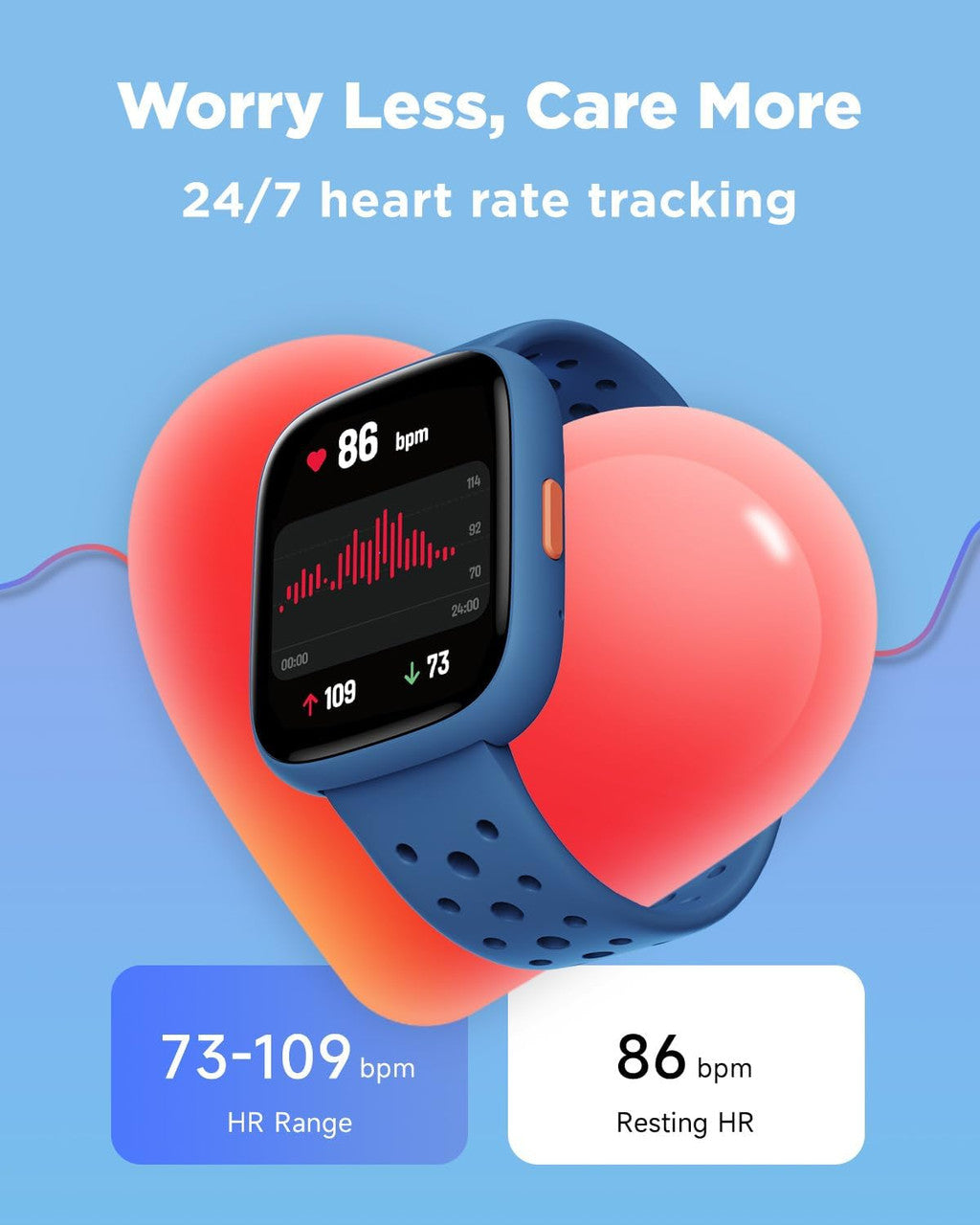 BIGGERFIVE Kids Smart Watch, 1.8" Fitness Watch Pedometer, Heart Rate, Sleep Tracker, IP68 Waterproof, Calorie Step Counter, Puzzle Games with/without APP for Girls Boys Teens 5-16, Blue