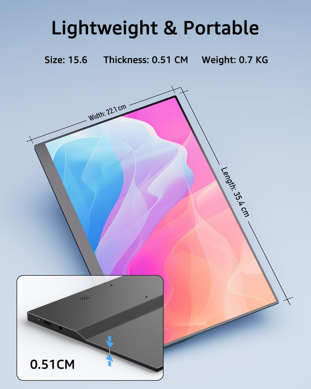 Yodoit Portable Monitor 15.6" FHD 1920x1080P IPS | USB-C & HDMI Connectivity, Built-in Speakers, Smart Cover for Laptop, PC, Mac, PS3/4/5, Xbox