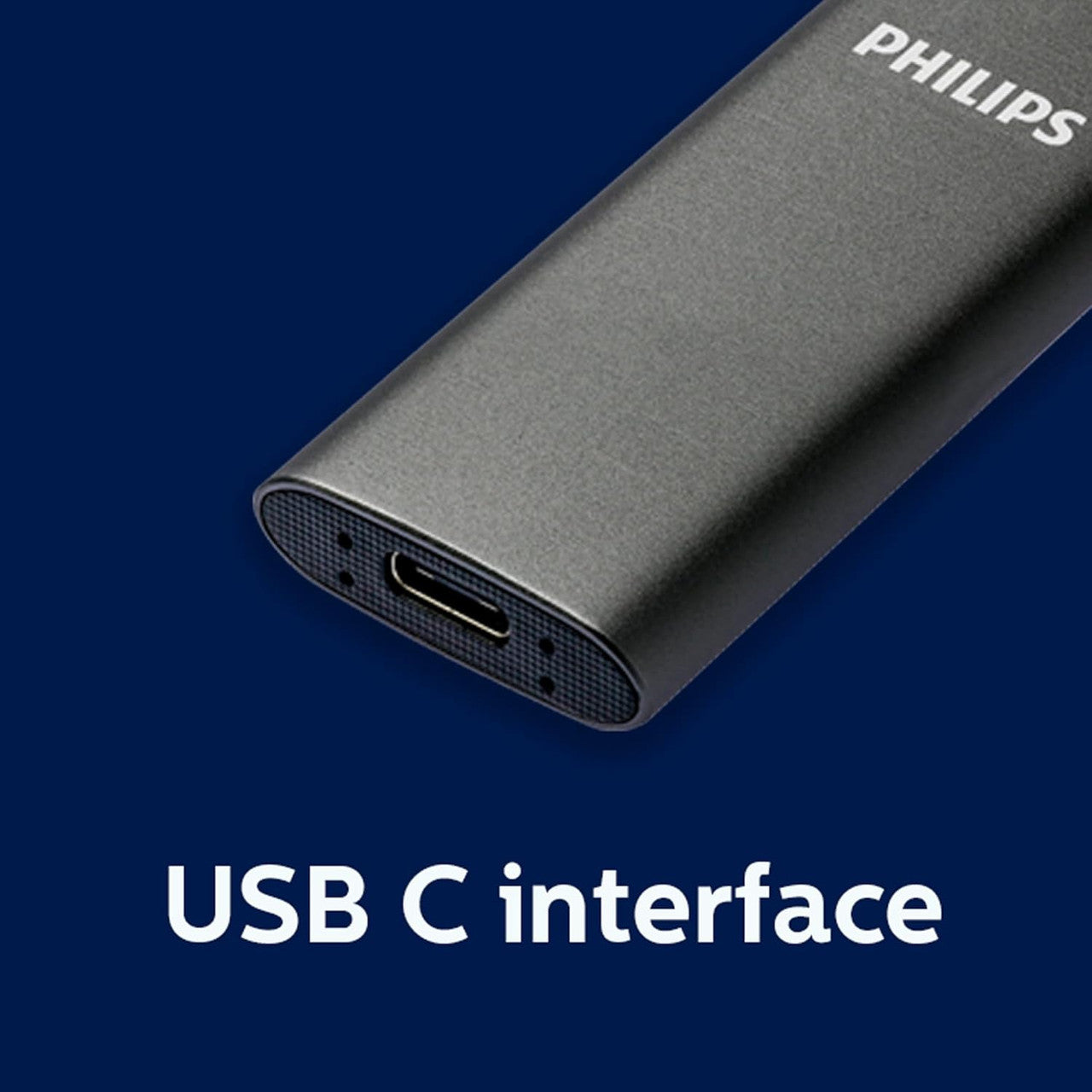 Philips Portable External SSD 1TB - Ultra Slim SATA Ultra Speed USB-C - USB, Read Speed up to 540MB/s, Write Speed up to 540MB/s, Aluminum