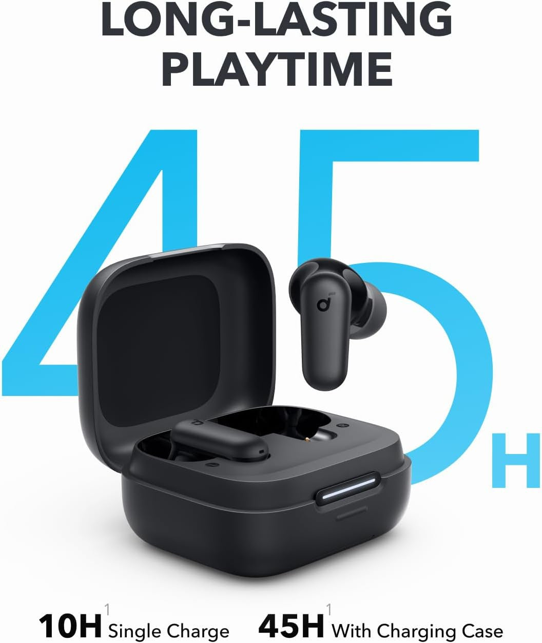 Soundcore P30i by Anker Noise Cancelling Earbuds, Strong and Smart Noise Cancelling, Powerful Bass, 45H Playtime, 2-in-1 Case and Phone Stand, IP54, Wireless Earbuds, Bluetooth 5.4 (Black)