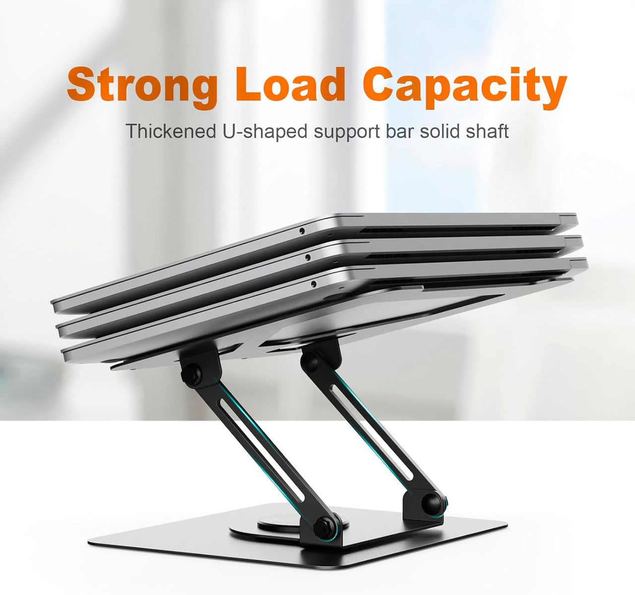 GRIFEMA Laptop Stand for Desk, Foldable Laptop Riser with 360° Swivel Base, Adjustable Height & Angle, Ventilated Computer Stand Compatible with MacBook Air/Pro, Dell, and 11-17" Laptops - Black