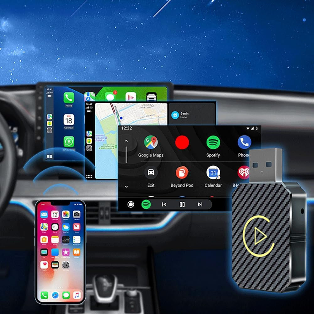 Wireless Adapter for CarPlay - Upgrade 2025, Wireless USB/Type-C Adapter, Fast and Stable Connection Without Delays, Compatible with iOS 12+