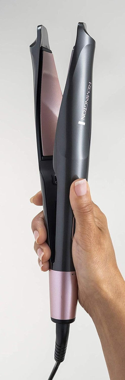 Remington Straightener & Curling Iron - Curl & Straight Confidence 2in1 Multistyler [Upgrade] (curved styling plates for straightening, curling & waves) 150-230 ° C, hair straightener S6606B