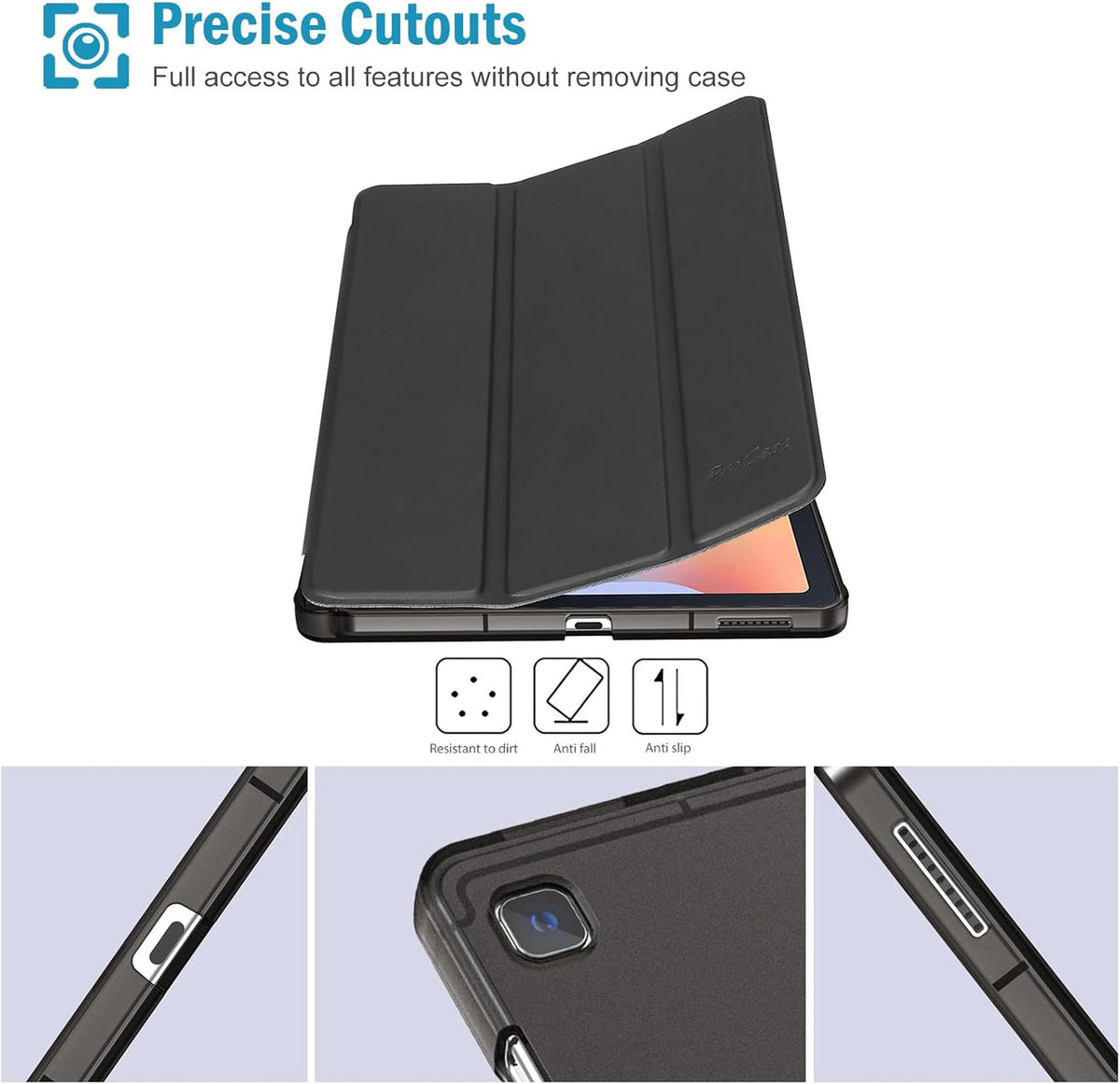 ProCase Case for Galaxy Tab S6 Lite 10.4 Inch 2024/2022/2020 with S Pen Holder, Lightweight Protective Case with Translucent Back for (SM-P620/P625/P610/P613/P615/P619) Black