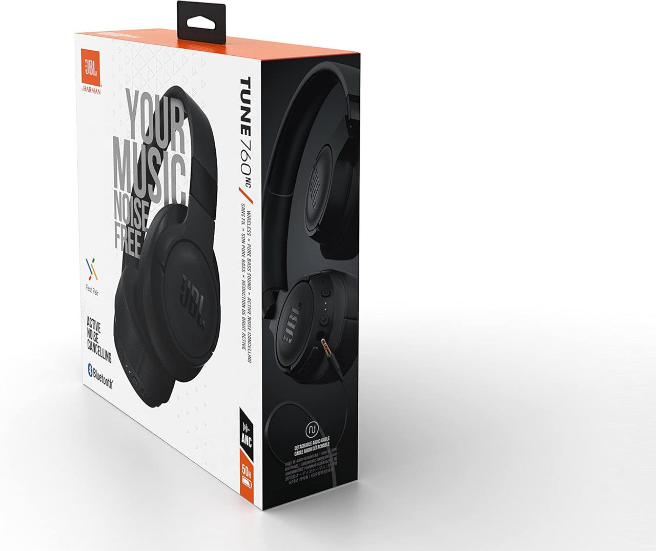 JBL Tune 760 NC Wired and Wireless Over-Ear Headphones with Built-In Microphone, Active Noise-Cancelling and Hands-Free Controls, Black