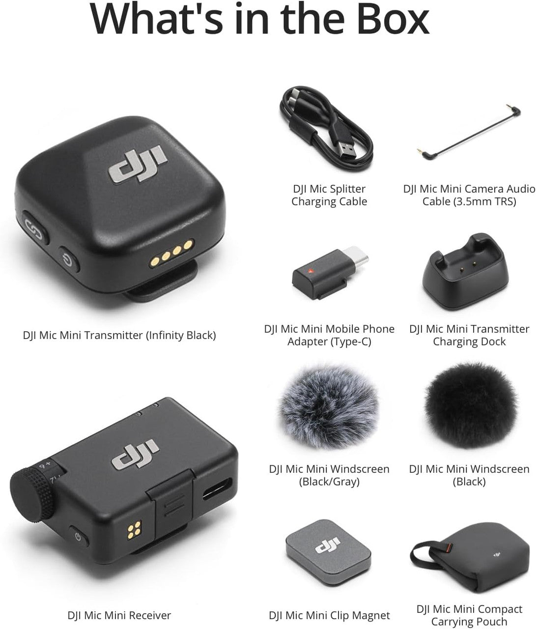 DJI Mic Mini (1 TX + 1 RX), Wireless Lavalier Microphone, Detail-Rich Audio, Noise Cancelling, Automatic Limiting, Wireless Microphone for Camera/iPhone/Android, Vlog, Streaming, 400m Transmission
