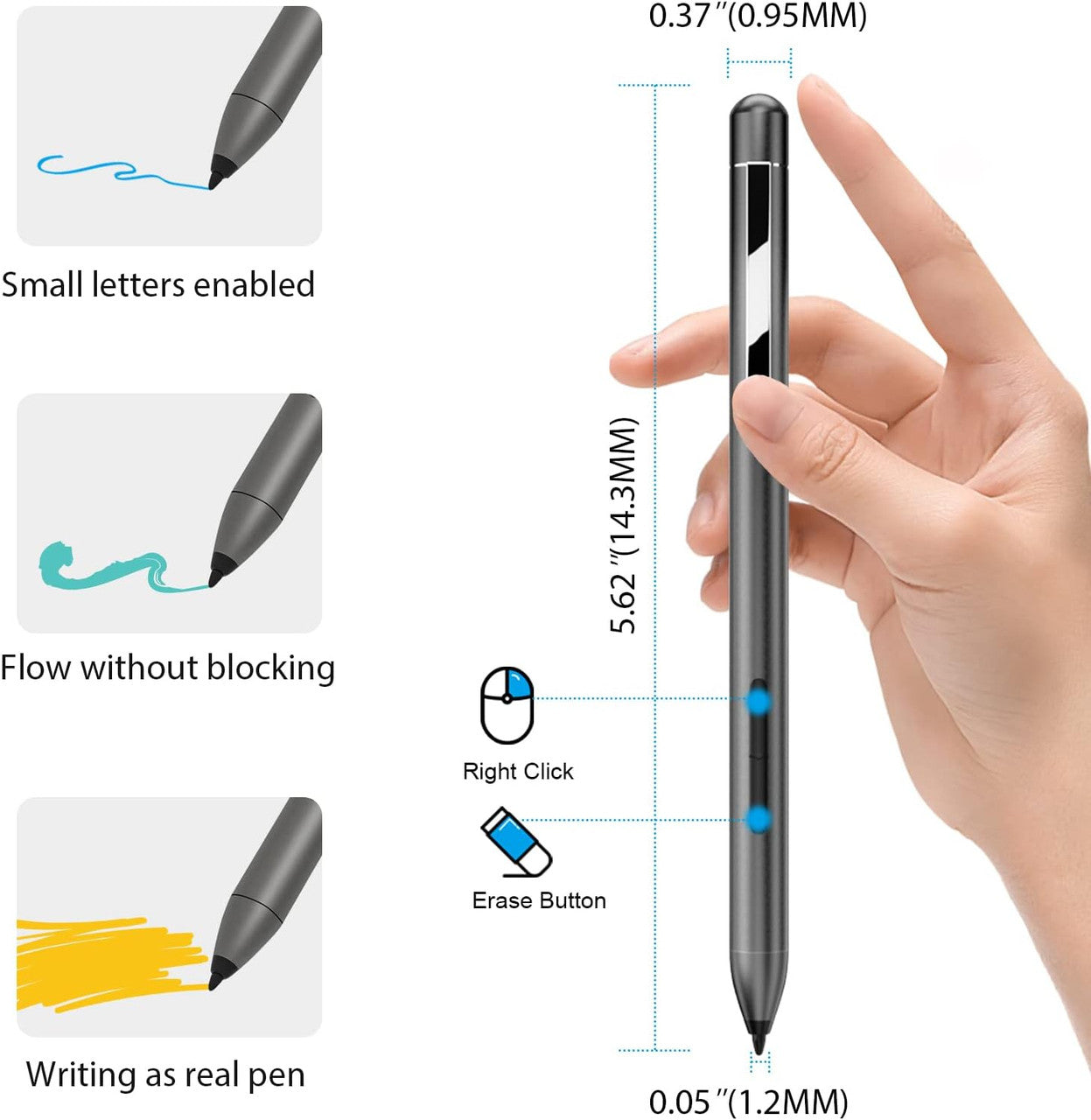 Stylus Pen HP MPP 1.51 Pen for HP Envy x360 15-bp0, X2 12-e0xx,X2 12g0xx; HP Spectre x360 13-ae013dX, HP Pavilion x360 11m-ad0 14M, 2 interchangeable tip Check Compatible List Before Purchase
