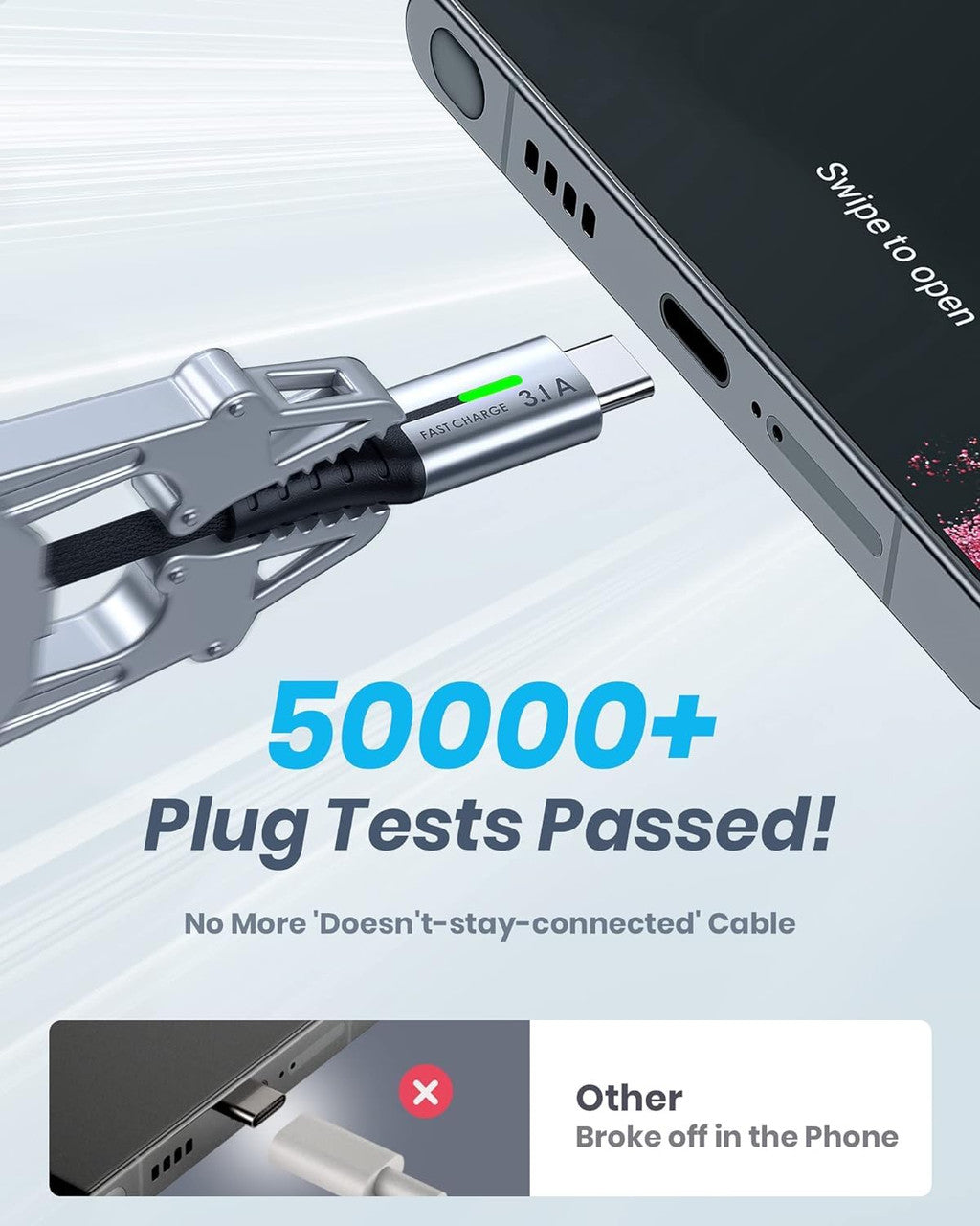 INIU USB C Charger Cable, 2m Type C Cable Fast Charging, Braided USB A to USB-C Phone Charger Cable USBC for iPhone 17 16 15 Pro Max, Samsung Galaxy S25 S24 Ultra, Pixel 10, iPad Air Switch Steam etc.
