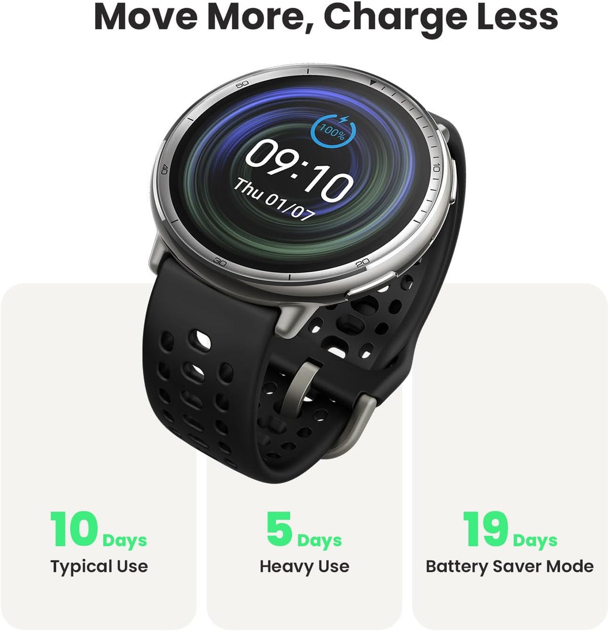 Amazfit Active 2 Smart Watch 44mm, GPS Maps with Direction, Fitness Tracker, 10 Day Battery, Sleep Monitor, 160+ Sport Modes, Water Resistant, for Android & Apple Iphone, Black Sport Silicone