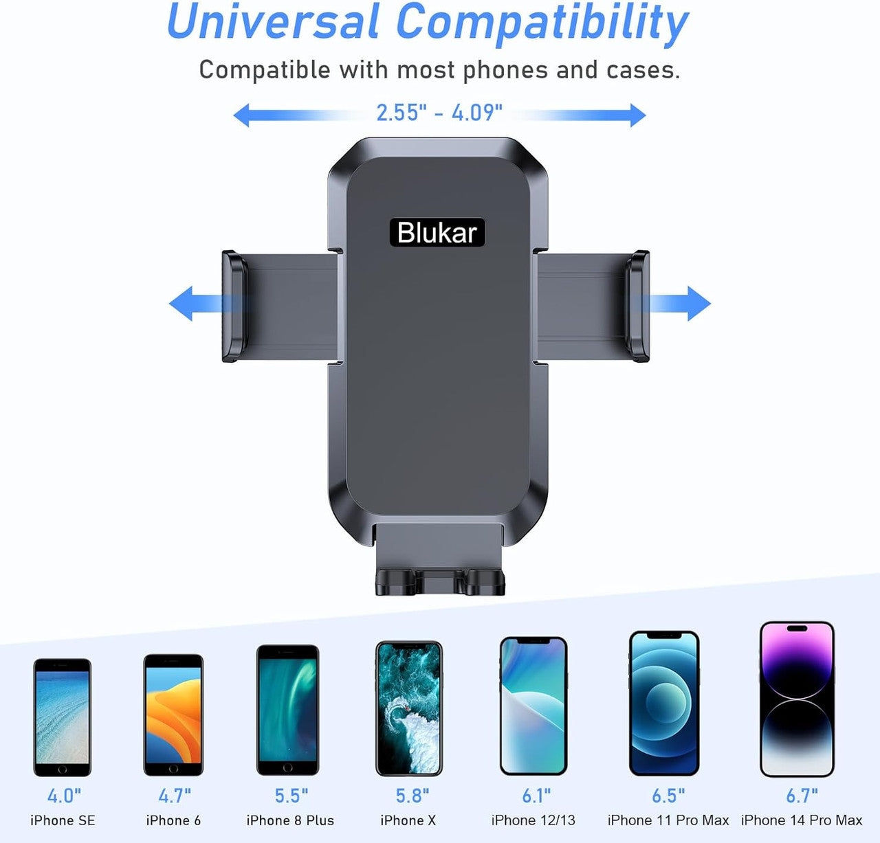 Blukar Car Phone Holder, Air Vent Car Phone Mount Cradle for 360° Rotation, Upgraded Ultra Stable Hook Clip - One Button Release Function for iPhone, Galaxy All 4.0''-7.0'' Smartphones