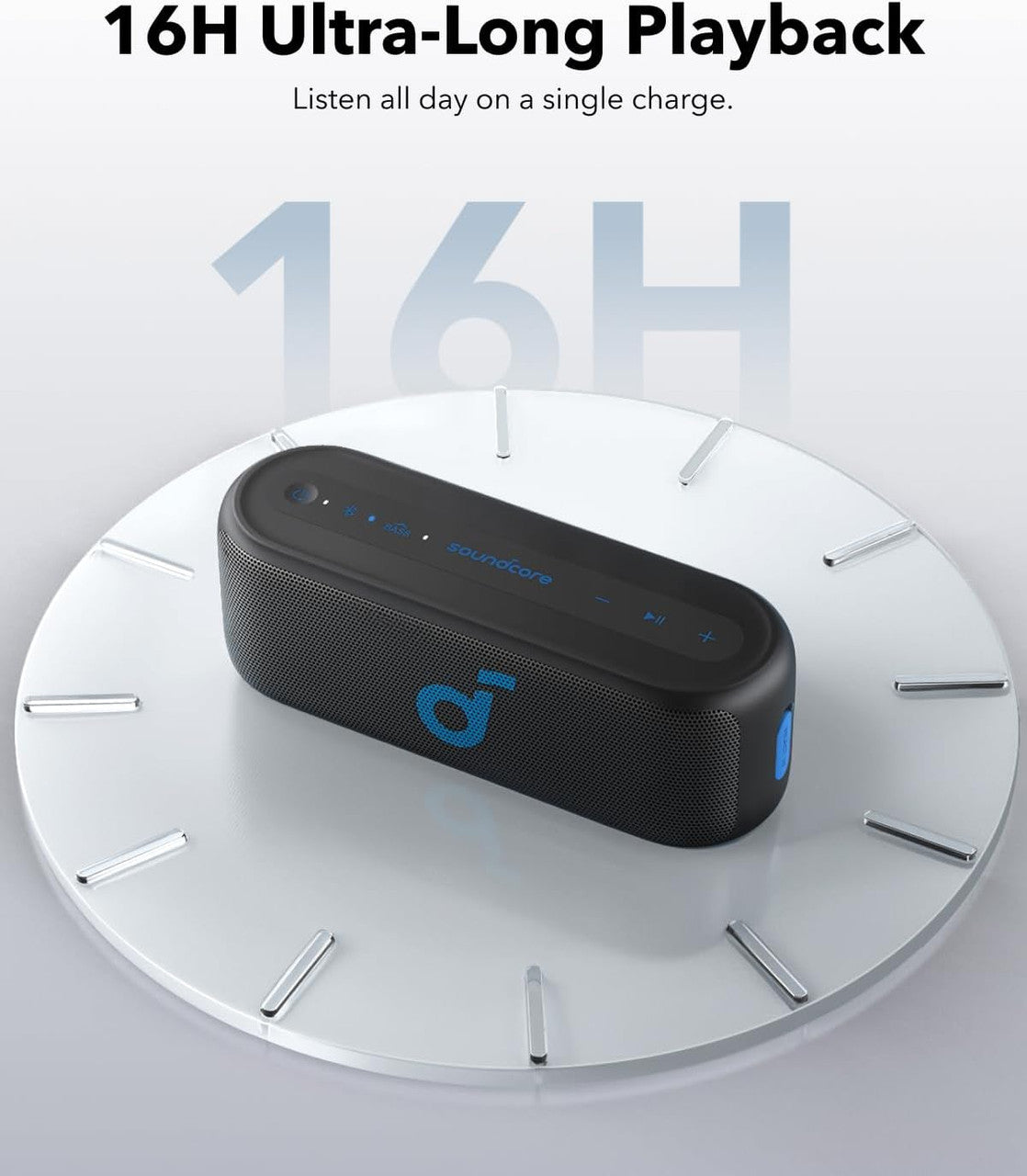 soundcore by Anker Select 2S Bluetooth Speaker with 20W Stereo Sound, BassUp, Custom EQ, Wireless Stereo Pairing, IPX7 Waterproof and 16H Playtime, Portable Speaker for Home, Hiking and Outdoors