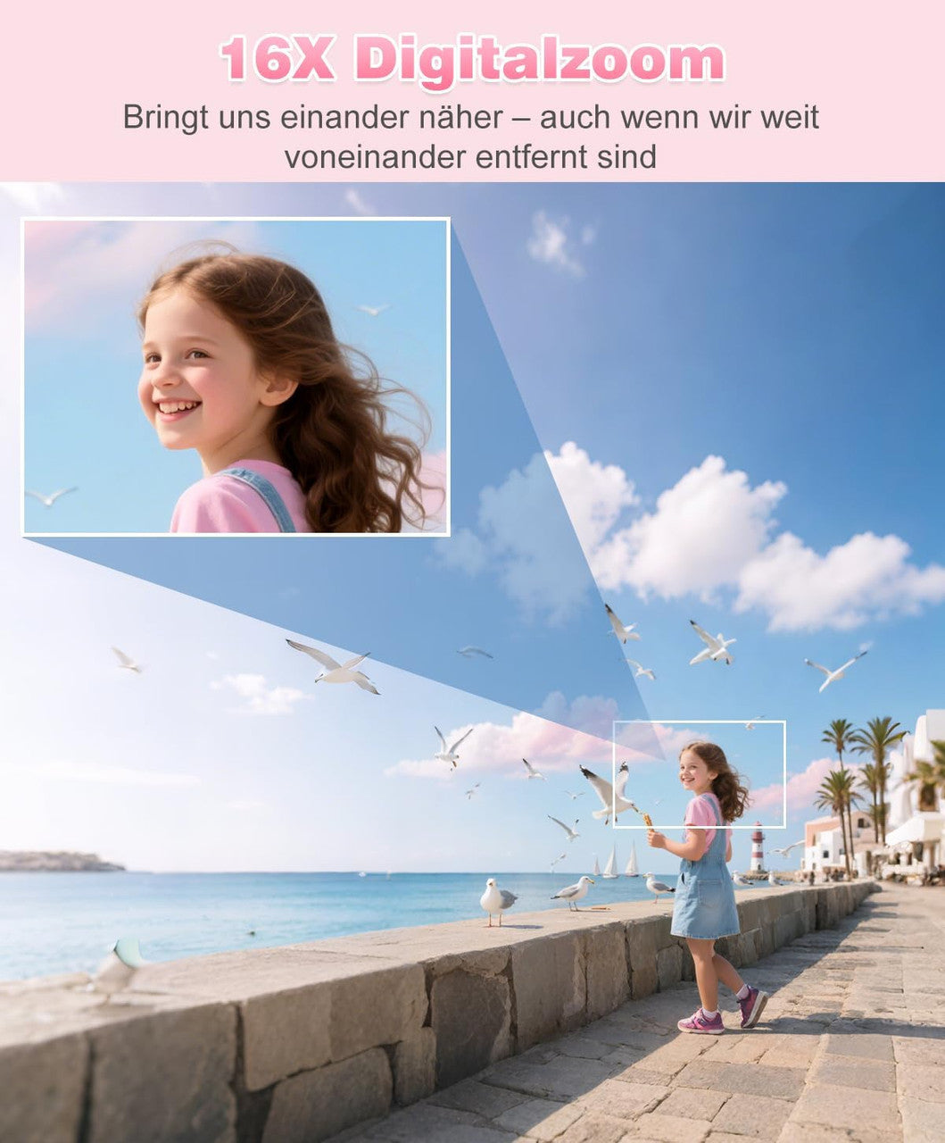 Digital Camera 50MP Photo Camera 1080P Video Camera with 16X Digital Zoom, 2.4 Inch Screen Vlogging Camera Mini Compact Camera for Children Teenagers 8G Card (Pink)