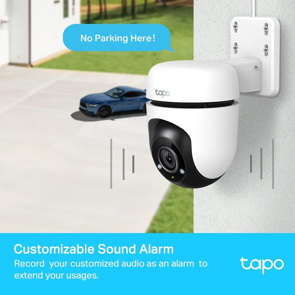 Tapo 1080p Full HD Outdoor Pan/Tilt Security Wi-Fi Camera, 360° Motion Detection, IP65 Weatherproof, Night Vision, Cloud &SD Card Storage, Works with Alexa&Google Home (Tapo C500) White