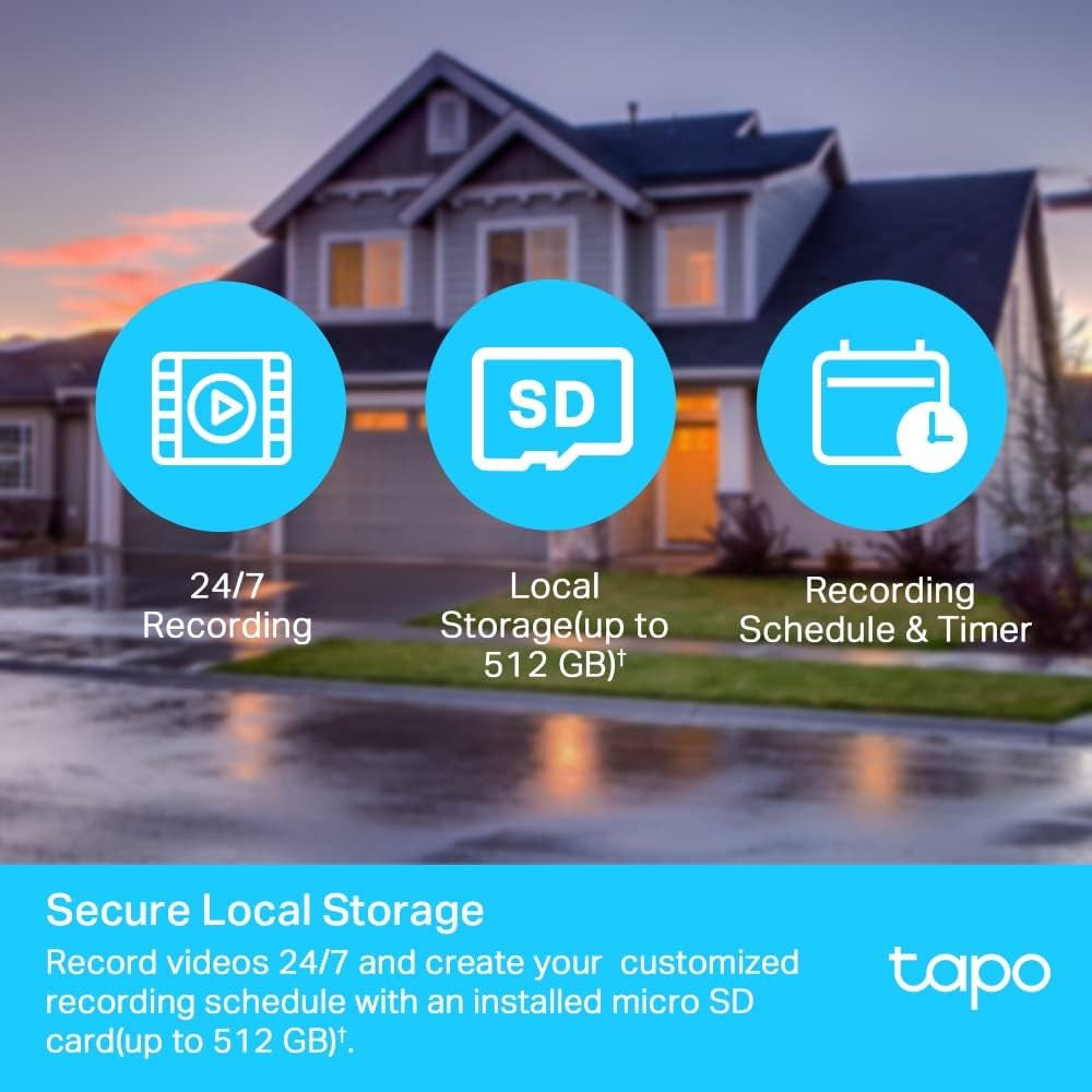Tapo 1080p Full HD Outdoor Pan/Tilt Security Wi-Fi Camera, 360° Motion Detection, IP65 Weatherproof, Night Vision, Cloud &SD Card Storage, Works with Alexa&Google Home (Tapo C500) White