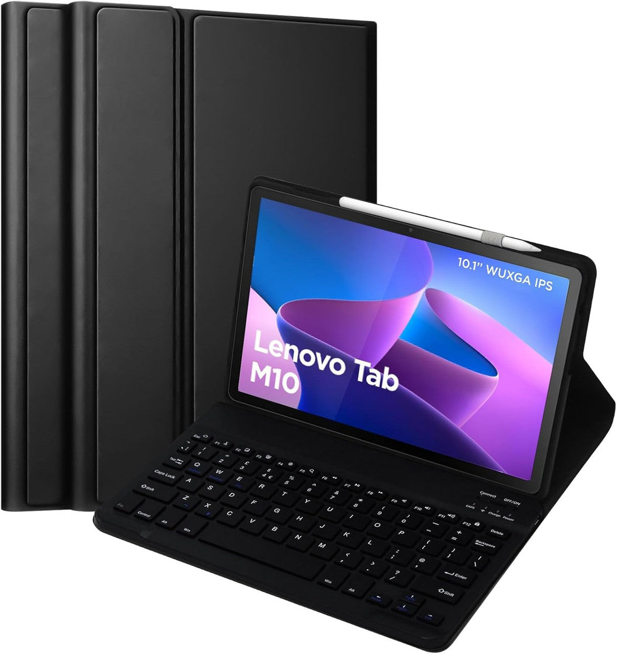 Case with Keyboard for Lenovo Tab M10 (3rd Gen) 10.1", Wireless Detachable Bluetooth Keyboard with Protective Cover for Lenovo Tab M10 3rd Gen 10.1 Inch 2022 (TB-328FU/TB-328XU) Tablet, Black