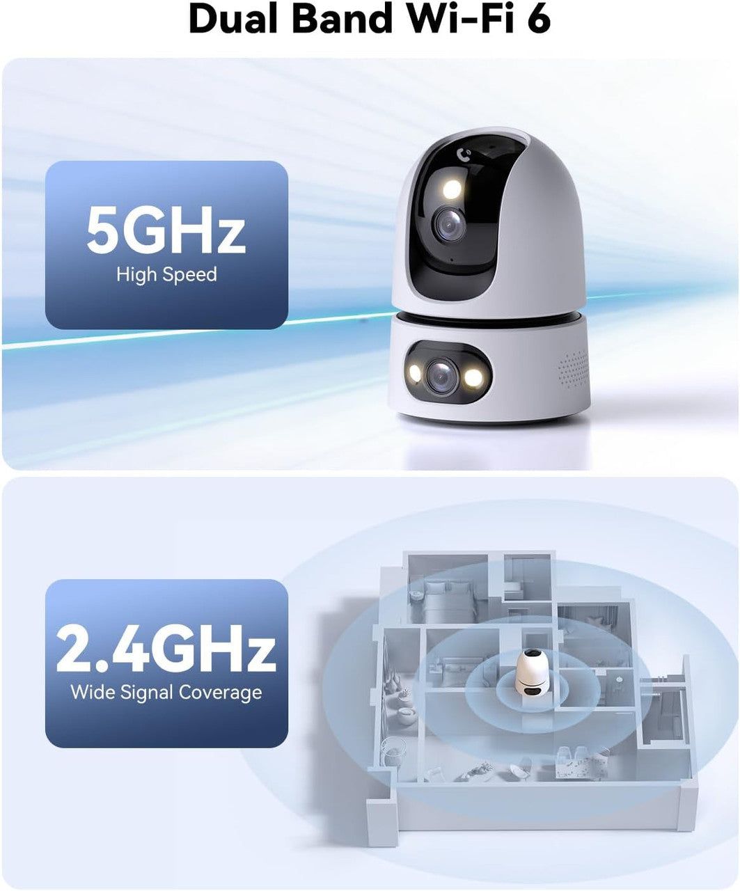 Imou Dual-Lens 2K+2K Indoor Security Camera, House Security Camera 360°Full Coverage, Pet Baby Camera with APP, Color Night Vision, Human/Pet/Sound/Motion Detection, Siren Spotlight, 2.4/5GHz Wifi