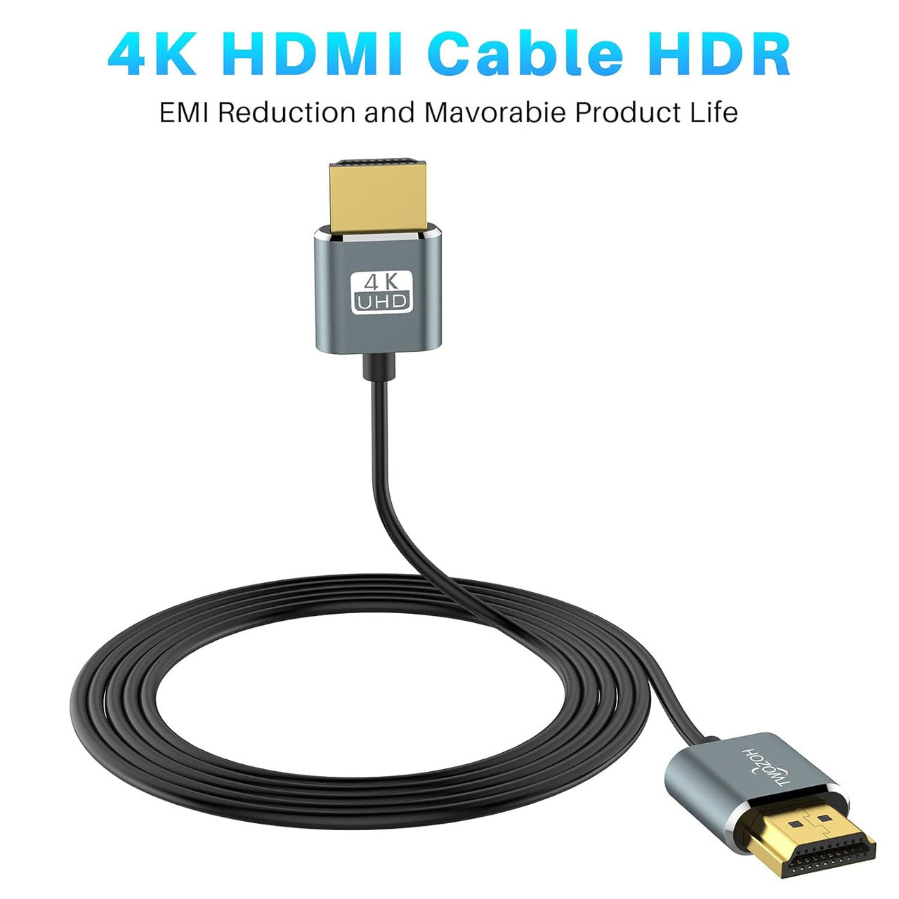 Twozoh Flexible and Slim HDMI Cable 0.3M 1 Piece, Ultra Slim HDMI Cables Supports High Speed 4K@60Hz 18Gbps 2160P/1080P