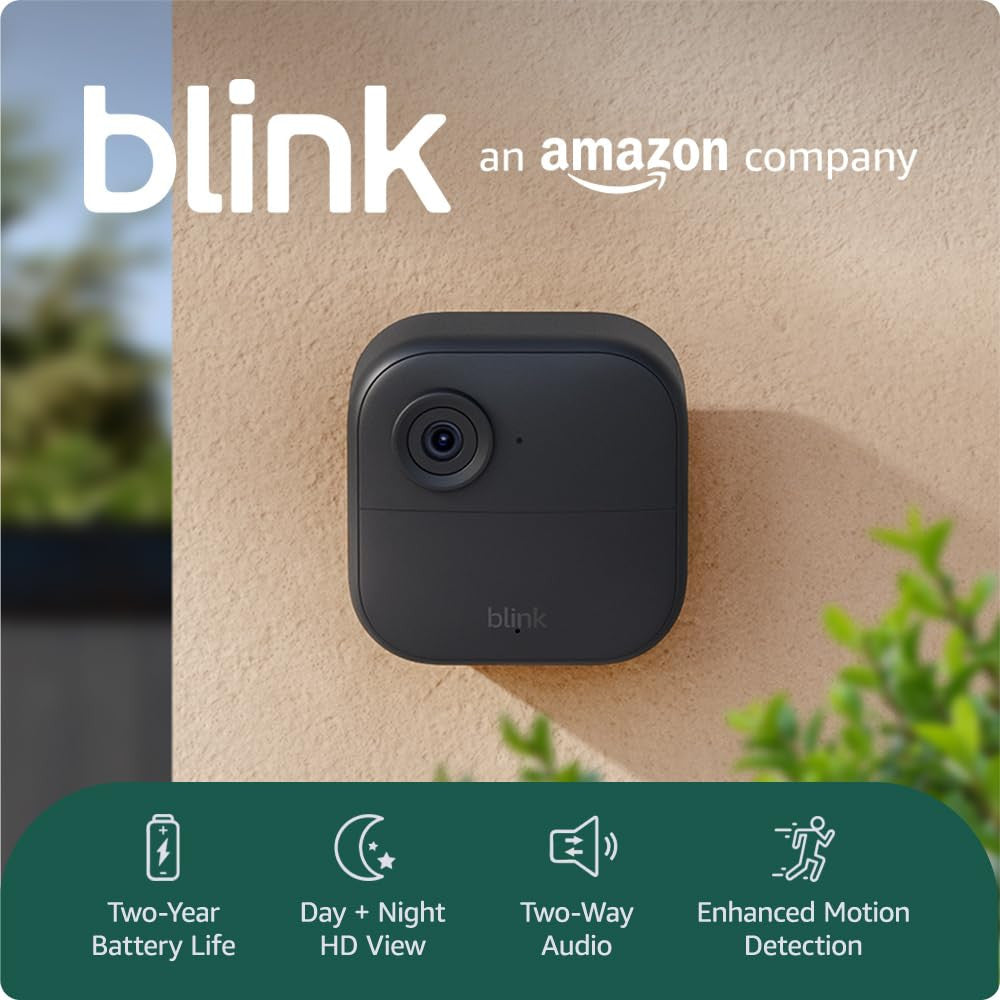 Blink Outdoor 4 camera (newest gen) – Wireless HD smart security camera, two-year battery life, enhanced motion detection, works with Alexa - 1 camera system with Sync Module Core incl. - IP65