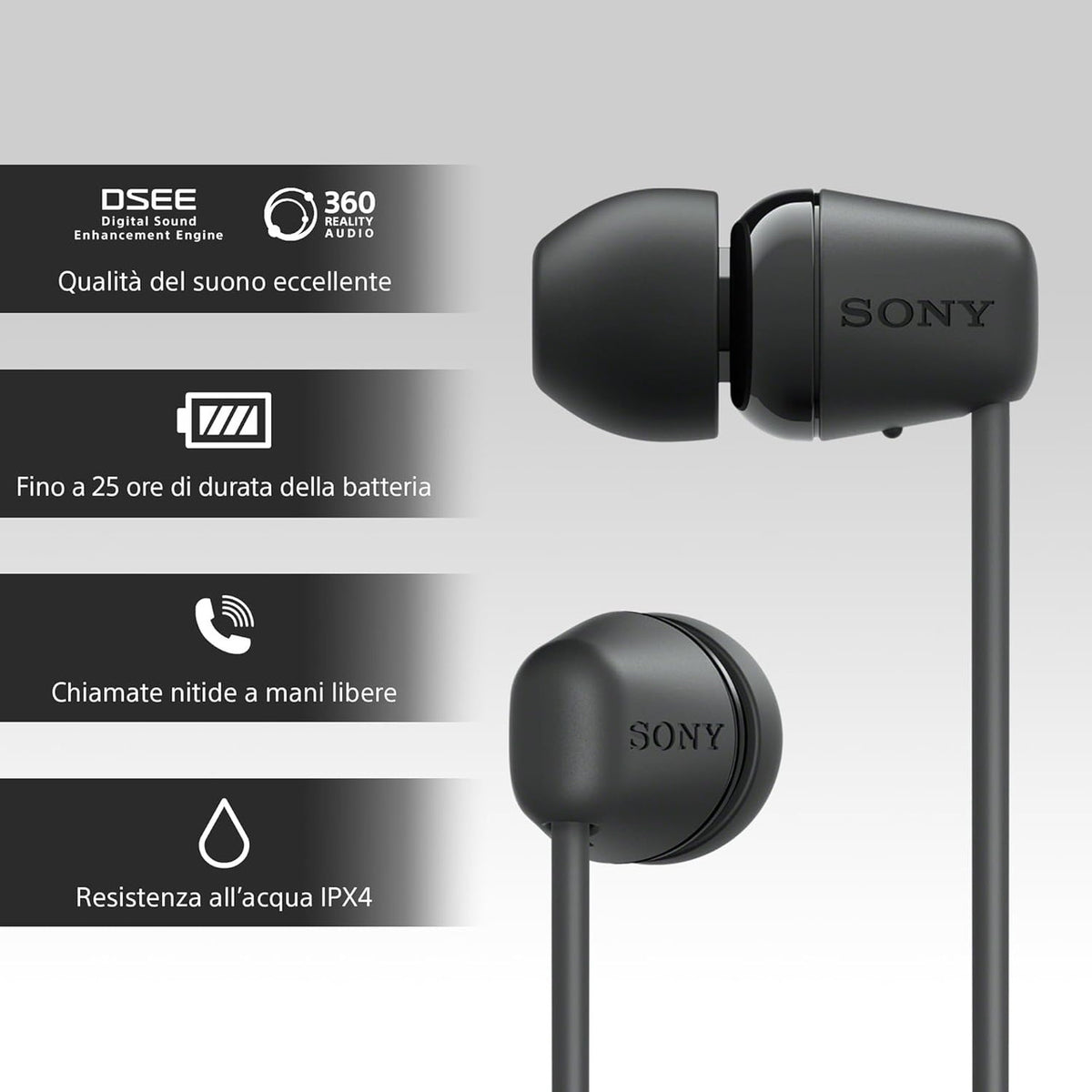 Sony WI-C100 Headset Wireless In-ear Calls/Music Bluetooth Black