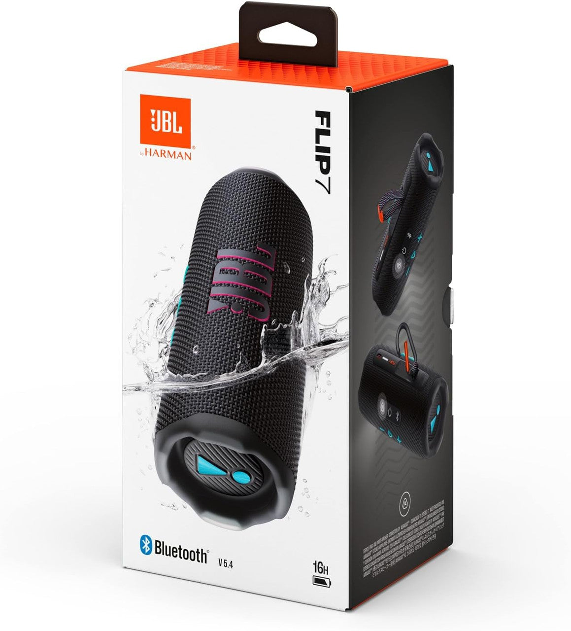 JBL Flip 7, Wireless Portable Bluetooth Speaker, 16 Hours of Playtime, IP68 Waterproof, Dustproof and Drop-Proof, JBL Pro Sound with AI Boost, Auracast Multi-Speaker Connection, Black