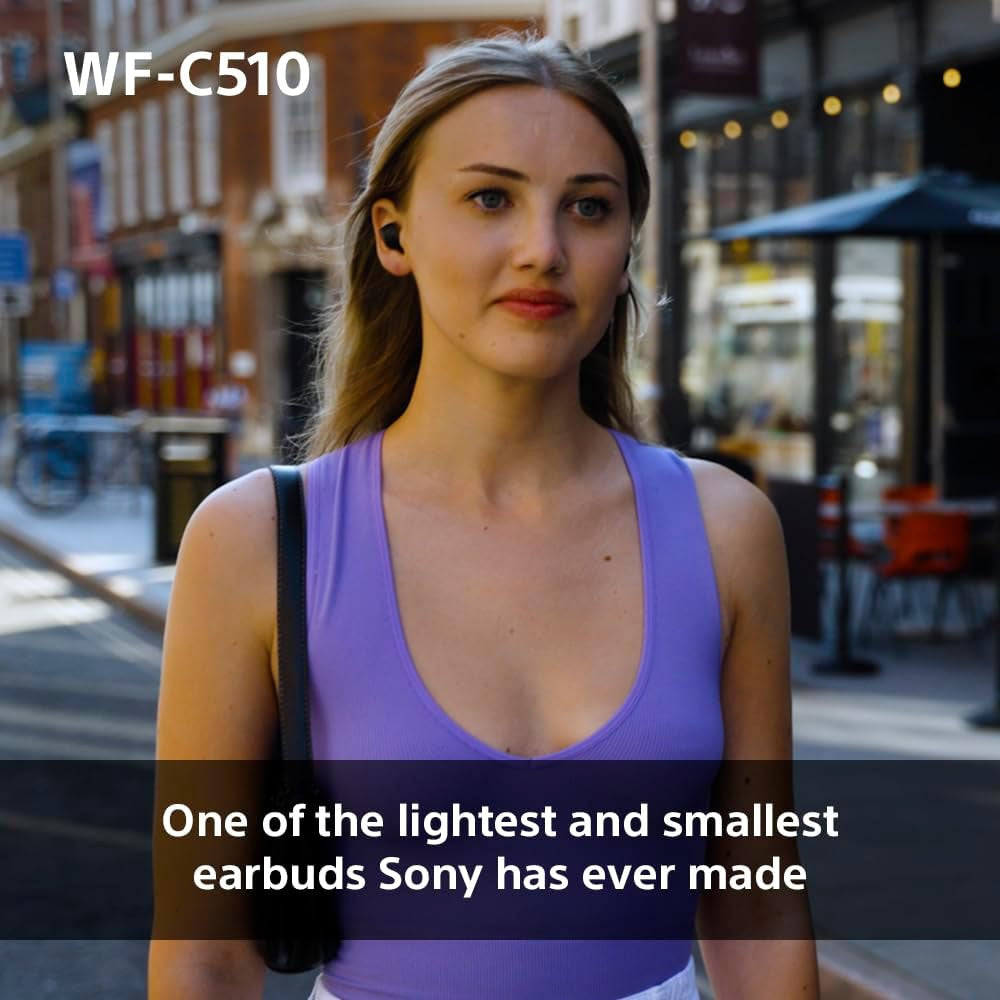 Sony WF-C510 Truly Wireless Earbuds – Small, Light, Bluetooth In Ear Headphones with Multipoint Connection, Ambient Sound, IPX4 Rating, Spotify Tap, Quick Charge, 22 HR Battery, iOS & Android - Black
