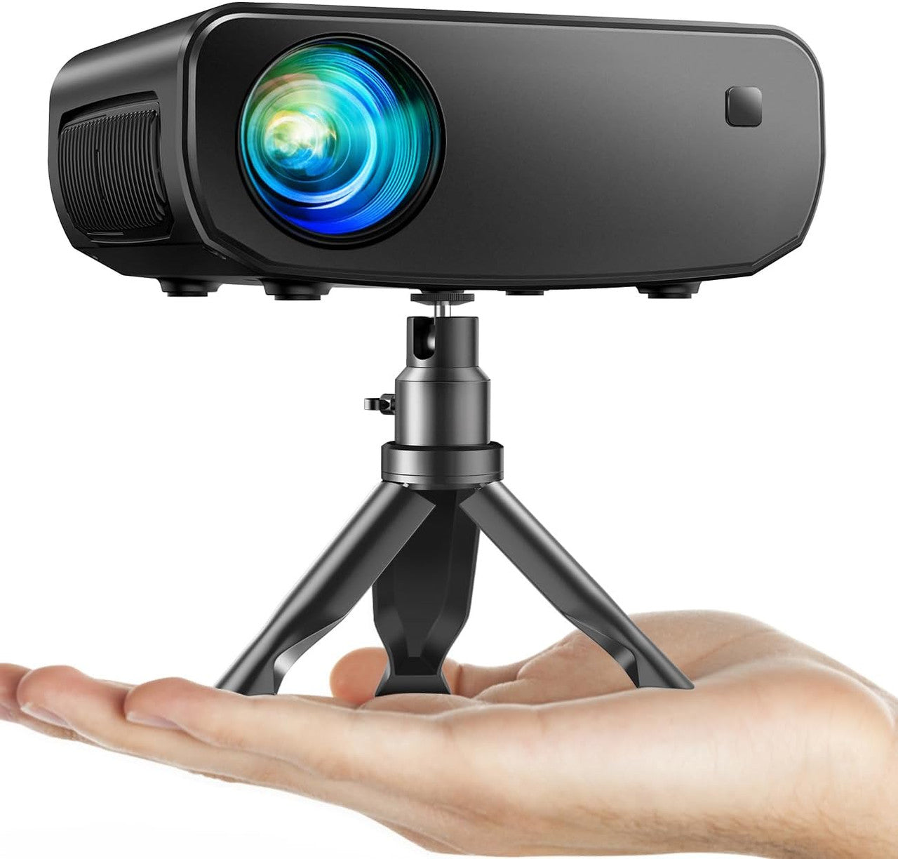 Projector, Cibest WiFi Mini Projector Full HD 1080P, 13000 Lux Portable projector Compatible with iOS/Android/Tablet/PC/TV Stick/USB (Tripod included)