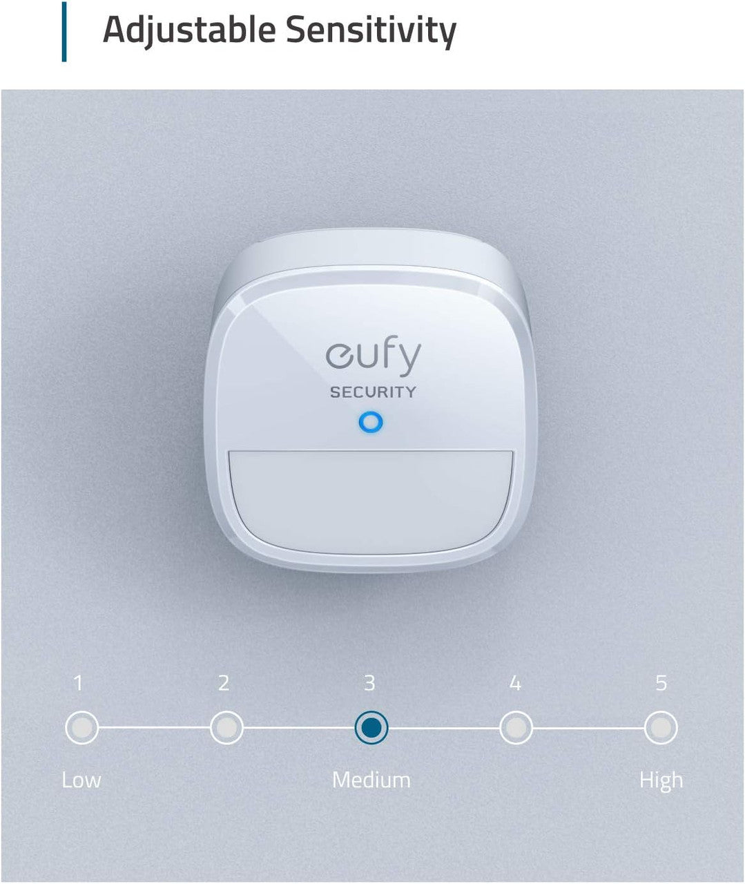 Motion Sensor, eufy Security Home Alarm System Motion Sensor, 100° Coverage, 30 ft Detection Range, 2-Year Battery Life, Adjustable Sensitivity (HomeBase Required), Optional 24/7 Protection Service